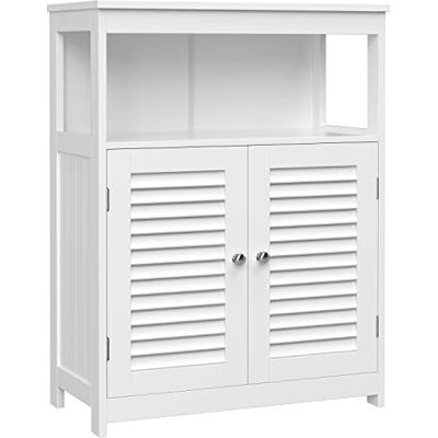 VASAGLE Mobile da Bagno, Mobiletto da Bagno e Cucina, Armadietto con Anta Doppia a Persiana, 30 x 60 x 80 cm, Bianco VASAGLE Mobile da Bagno, Mobiletto da Bagno e Cucina, Armadietto con Anta Doppia a Persiana, 30 x 60 x 80 cm, Bianco