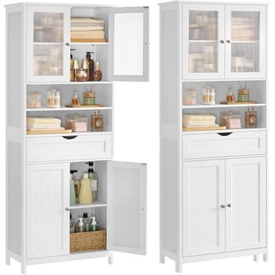 VASAGLE Mobiletto Contenitore, Armadietto da Bagno, con Ripiani Regolabili, Cassetto, Scomparti Aperti, per Bagno, Soggiorno, Sala da Pranzo, Bianco Nuvola VASAGLE Mobiletto Contenitore, Armadietto da Bagno, con Ripiani Regolabili, Cassetto, Scomparti Aperti, per Bagno, Soggiorno, Sala da Pranzo, Bianco Nuvola