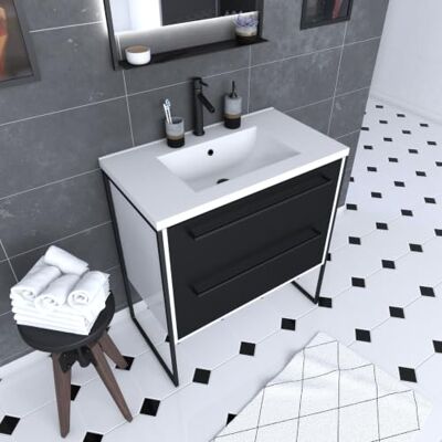 AURLANE Mobile da Bagno, Nero/Bianco AURLANE Mobile da Bagno, Nero/Bianco