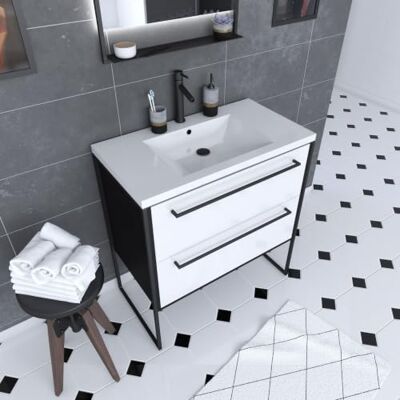 AURLANE Mobile da Bagno, Nero/Bianco, Large AURLANE Mobile da Bagno, Nero/Bianco, Large