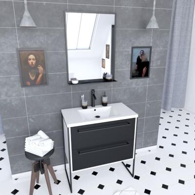 AURLANE Mobile da Bagno, Nero/Bianco AURLANE Mobile da Bagno, Nero/Bianco