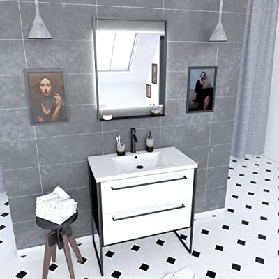 AURLANE Structura P044 Mobile da bagno, colore: Nero/Bianco AURLANE Structura P044 Mobile da bagno, colore: Nero/Bianco