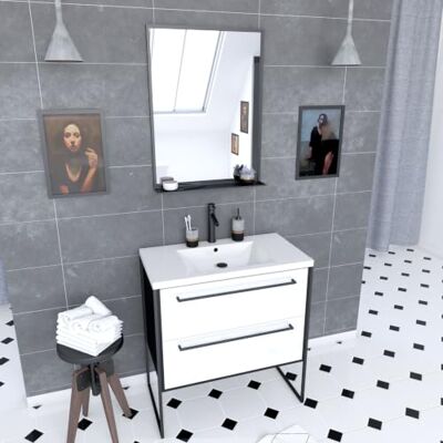 AURLANE Mobile da Bagno, Nero/Bianco AURLANE Mobile da Bagno, Nero/Bianco
