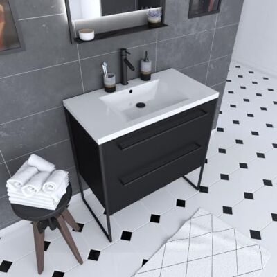 AURLANE Structura P054 Mobile da bagno, colore: Nero/Bianco AURLANE Structura P054 Mobile da bagno, colore: Nero/Bianco