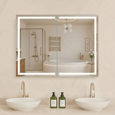 VEVOR Armadietto per Medicinali Illuminato con Specchio 60 x 80 cm da Incasso o da Parete, Mobiletto per Medicinali da Bagno con LED Dimmerabile a 3 Colori, Funzione di Memoria, con Prese USB VEVOR Armadietto per Medicinali Illuminato con Specchio 60 x 80 cm da Incasso o da Parete, Mobiletto per Medicinali da Bagno con LED Dimmerabile a 3 Colori, Funzione di Memoria, con Prese USB