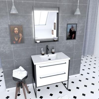 AURLANE Structura P044 Mobile da bagno, colore: Nero/Bianco AURLANE Structura P044 Mobile da bagno, colore: Nero/Bianco