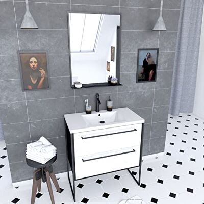 AURLANE Mobile da Bagno, Nero/Bianco AURLANE Mobile da Bagno, Nero/Bianco