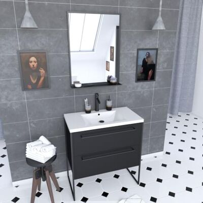 AURLANE Structura P056 Mobile da bagno, colore: Nero/Bianco AURLANE Structura P056 Mobile da bagno, colore: Nero/Bianco