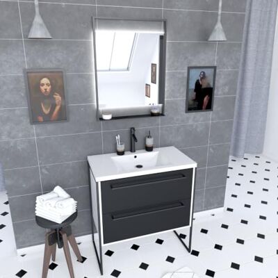 AURLANE Mobile da Bagno, Nero/Bianco AURLANE Mobile da Bagno, Nero/Bianco