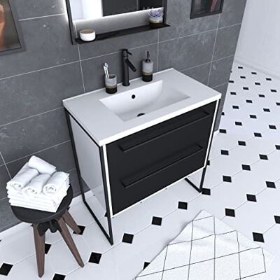 AURLANE Mobile da Bagno, Nero/Bianco AURLANE Mobile da Bagno, Nero/Bianco