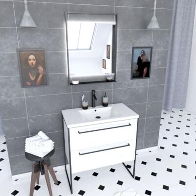 AURLANE Structura P011 Mobile da bagno, colore: Nero/Bianco AURLANE Structura P011 Mobile da bagno, colore: Nero/Bianco