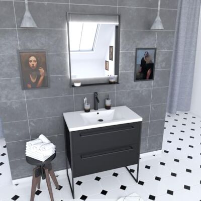 AURLANE Structura P055 Mobile da bagno, colore: Nero/Bianco AURLANE Structura P055 Mobile da bagno, colore: Nero/Bianco