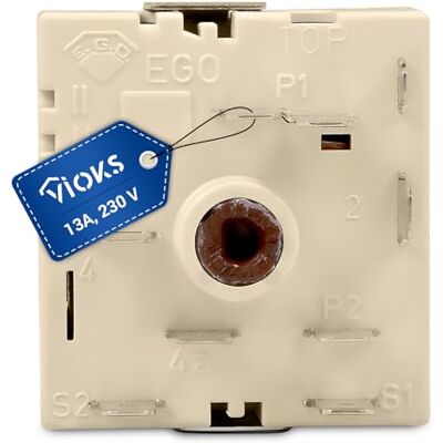 VIOKS Regolatore di energia, interruttore per piastra di cottura EGO 50.55021.100 AEG 3051706210, regolatore a doppio circuito, interruttore 230 V, regolatore per piano cottura, rotazione a destra VIOKS Regolatore di energia, interruttore per piastra di cottura EGO 50.55021.100 AEG 3051706210, regolatore a doppio circuito, interruttore 230 V, regolatore per piano cottura, rotazione a destra