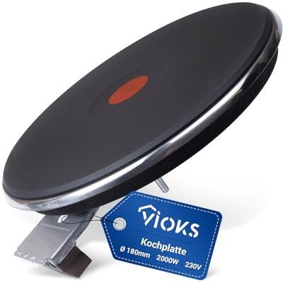 VIOKS Piano cottura da 180 mm di diametro, 2000 W, 230 V, ricambio per EGO 19.18463.040 VIOKS Piano cottura da 180 mm di diametro, 2000 W, 230 V, ricambio per EGO 19.18463.040