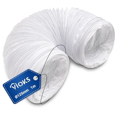 VIOKS Tubo di scarico per asciugatrici, 1 metro, per sistemi di gestione dell'aria da 125 mm, tubo di scarico, cappa per asciugatrici, tubo di estensione, condizionatore per finestre VIOKS Tubo di scarico per asciugatrici, 1 metro, per sistemi di gestione dell'aria da 125 mm, tubo di scarico, cappa per asciugatrici, tubo di estensione, condizionatore per finestre