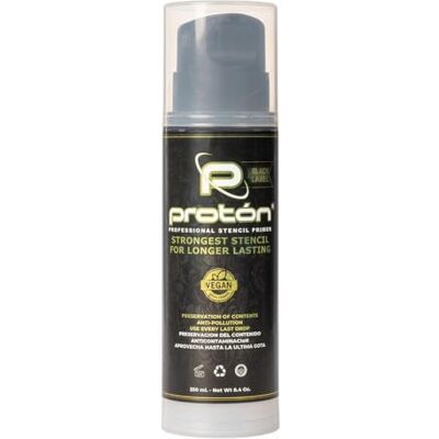 PROTON Black Label Professional Stencil Primer AIRLESS SYSTEM 250 ml / 8,5 Oz. Gel trasferimento tatuaggi massima aderenza. Stencil Tattoo PROTON Black Label Professional Stencil Primer AIRLESS SYSTEM 250 ml / 8,5 Oz. Gel trasferimento tatuaggi massima aderenza. Stencil Tattoo