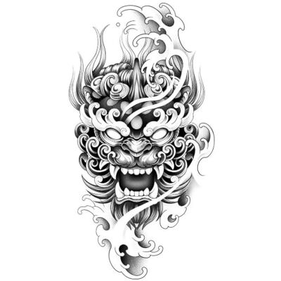 BANBE Adesivi Corpo Adesivo Per Tatuaggio Temporaneo Impermeabile Con Maschera Demoniaca, Semipermanente Realistico Impermeabile Di Lunga Durata(2 pcs) BANBE Adesivi Corpo Adesivo Per Tatuaggio Temporaneo Impermeabile Con Maschera Demoniaca, Semipermanente Realistico Impermeabile Di Lunga Durata(2 pcs)
