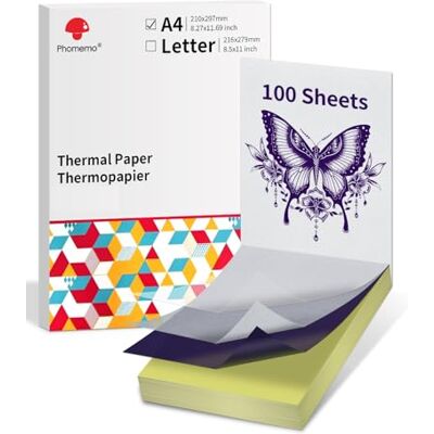 Phomemo M08F Trasferimento Stencil,100 Fogli Tattoo Stencil Paper A4 Carta per Tatuaggi, Tatuaggi Tattoo Transfer Papier Compatible with M08F M08F plus A886 A887 TP81 Stampante per Tatuaggi Phomemo M08F Trasferimento Stencil,100 Fogli Tattoo Stencil Paper A4 Carta per Tatuaggi, Tatuaggi Tattoo Transfer Papier Compatible with M08F M08F plus A886 A887 TP81 Stampante per Tatuaggi