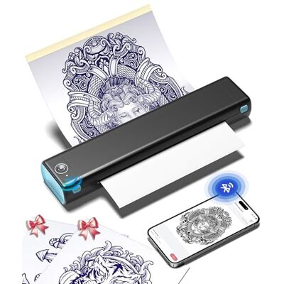 Phomemo M08F Stampante Stencil Tattoo, Bluetooth Portátiles Tattoo Printer Stampante per Tatuaggi per Principianti e Artisti, Stencil Machine Plotter Compatibile Con Smartphone, con 10 Carta, Nero Blu Phomemo M08F Stampante Stencil Tattoo, Bluetooth Portátiles Tattoo Printer Stampante per Tatuaggi per Principianti e Artisti, Stencil Machine Plotter Compatibile Con Smartphone, con 10 Carta, Nero Blu
