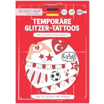 PaPIerDraCHeN Tatuaggi glitterati a tema calcio Turchia, per bambini e adulti, delicati sulla pelle, decorazione per feste estive 2026 PaPIerDraCHeN Tatuaggi glitterati a tema calcio Turchia, per bambini e adulti, delicati sulla pelle, decorazione per feste estive 2026