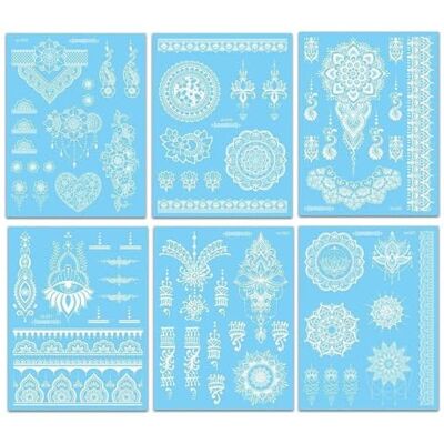 Banbé Adesivi Corpo 6 Fogli Adesivi Boho Body Art Con Trasferimento Ad Acqua Con Pizzo Banbé Adesivi Corpo 6 Fogli Adesivi Boho Body Art Con Trasferimento Ad Acqua Con Pizzo