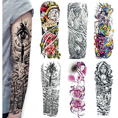 Acoser Adesivo Tatuaggio Temporaneo Completo Per Braccio 6 Sheets Grande Tataggi Temporanei, Adesivi Tatuaggio Corpo Temporanei Per Body Art (4) Acoser Adesivo Tatuaggio Temporaneo Completo Per Braccio 6 Sheets Grande Tataggi Temporanei, Adesivi Tatuaggio Corpo Temporanei Per Body Art (4)