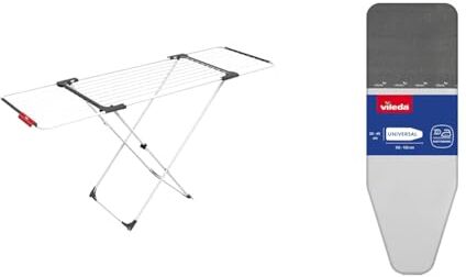 Vileda Surprise, Stendibiancheria Estensibile E Ripiegabile, Alluminio/Resina & 142473 Rapid Copriasse Da Stiro Universale, In Cotone E Alluminio, Termoriflettente