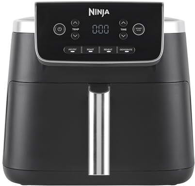 Ninja PRO 4.7L Friggitrice ad Aria 4 in 1, Cassetto Singolo, Frittura ad Aria, Cottura Arrosto, Riscaldamento, Essiccazione, Componenti Antiaderenti Lavabili in Lavastoviglie, Nero,