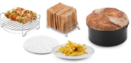 Ufesa Pack 4 Accessori Contenitori per Friggitrice ad aria, 3,5 L o Superiore, Stampo per Torte, Grill, Spiedini, Supporto per Toast e Carta Vegetale, Senza BPA