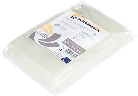 Bolsemack Busta per Sottovuoto di 200x350mm. (100 unità) per uso alimentare, possono essere utilizzati con qualsiasi tipo di dispositivo di imballaggio sottovuoto a uso domestico