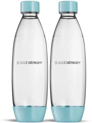 Sodastream 2 Bottiglie Fuse Lavabili In Lavastoviglie per Gasatore DUO, TERRA, E-TERRA, ART, GAIA, colore azzurro chiaro