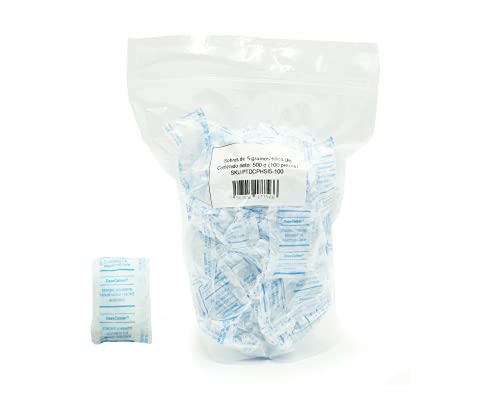 DeseCamen Bustine silice (100 pezzi 5g) 500 grammi Silice gel Deumidificatore Pacchetti Disseccanti Assorbiumidità inodore non tossico