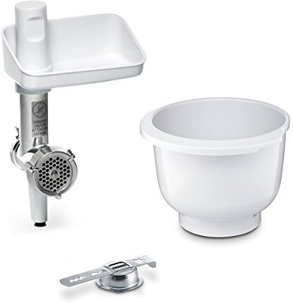 Bosch Accessorio tritacarne Robot da Cucina con Clip per Pasta frolla, Stainless Steel, Bianco