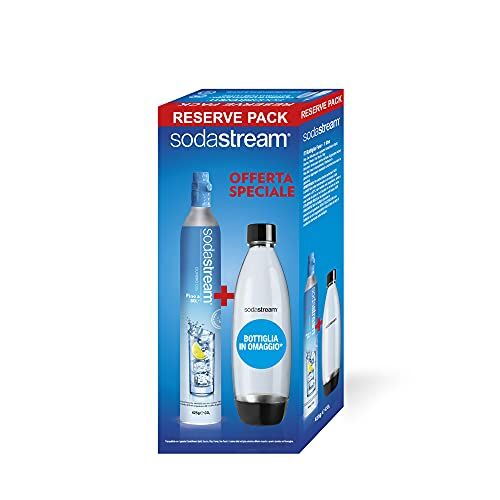 Sodastream Bombola di ricarica di gas CO2 con licenza per carbonator + bottiglia in PET fuso per carbonatore, multicolore, 1 litro