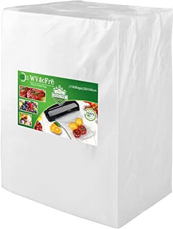 WVacFre 100 Buste 30x40cm Buste Sottovuoto Alimenti,Sacchetti Sottovuoto per Alimenti,Sacchi Sottovuoto Alimenti Approvazione FDA e BPA Liberi