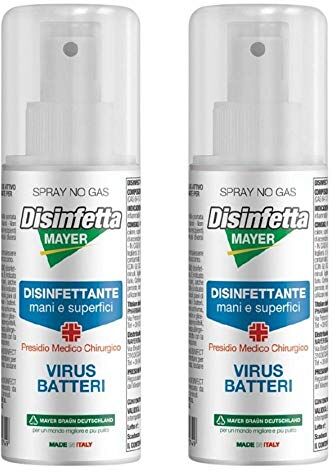 Braun Sanymayer Igienizzante Per Mani Virucida Battericida 2 Flaconi Spray ml 75