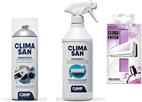 CAMP Trattamento Sanificante Igienizzante Completo Climatizzatori Climasan Igienizzante + Detergente + Profumatore Varie Fragranza (Wellness)