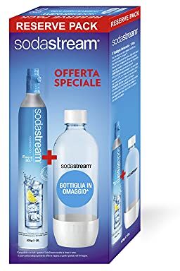 Sodastream Cilindro Ricarica Gas CO2 In Licenza D’Uso Per Gasatore + Bottiglia PET Da 1 Litro Per Gasatore