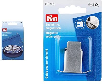 Prym 611330 Magnetnadelkissen Cuscinetto Magnetico, Poliuretano, Multicolore, 8x7x2 CM & Saumhilfe für Nahtzugabe Supporto per Orlo, Steel, Argento, Confezione da 1