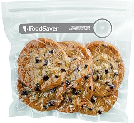 FoodSaver Riutilizzabili Sacchetti in Plastica con Zip Salva Freschezza Sottovuoto, senza BPA, 26 Pezzi, 950 ml, Trasparente