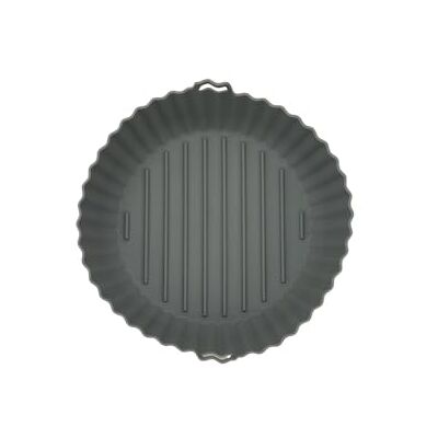 Fackelmann Cestino rotondo in silicone, stampo per friggitrice ad aria calda, stampo per friggitrice senza olio, silicone, grigio, 22,5 x 6,3 cm Fackelmann Cestino rotondo in silicone, stampo per friggitrice ad aria calda, stampo per friggitrice senza olio, silicone, grigio, 22,5 x 6,3 cm