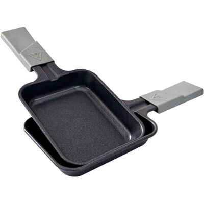LAGRANGE Set di 2 padelle per raclette rettangolare, manico grigio maculato LAGRANGE Set di 2 padelle per raclette rettangolare, manico grigio maculato
