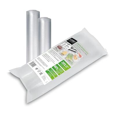 Caso Linea 4 Stelle Sacchetti Sottovuoto Goffrati per Alimenti, 2 Rotoli 30x720 cm per Tutti i Tipi di Macchine sottovuoto, Molto Resistenti e Anti-Strappo, Sous Vide, 150 µm, Senza BPA Caso Linea 4 Stelle Sacchetti Sottovuoto Goffrati per Alimenti, 2 Rotoli 30x720 cm per Tutti i Tipi di Macchine sottovuoto, Molto Resistenti e Anti-Strappo, Sous Vide, 150 µm, Senza BPA