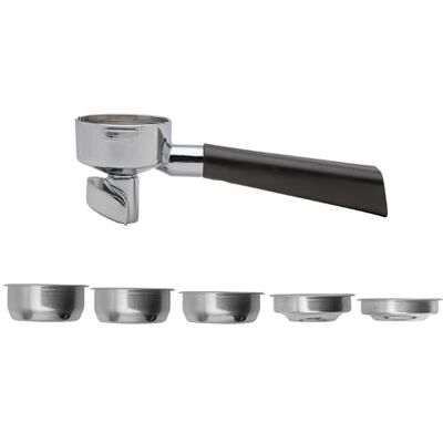 Lelit Portafiltro a 2 Vie 57 Beccuccio Doppio Include Filtri in Acciaio Inossidabile Manico Design Argento/Marrone Lelit Portafiltro a 2 Vie 57 Beccuccio Doppio Include Filtri in Acciaio Inossidabile Manico Design Argento/Marrone