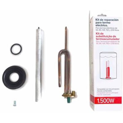 Ariston Accessorio per scaldabagno elettrico, kit di riparazione per termos elettrico, varie marche con resistenza elettrica curva (1500 W) + anodo magnesio + guarnizione in gomma + vite di Ariston Accessorio per scaldabagno elettrico, kit di riparazione per termos elettrico, varie marche con resistenza elettrica curva (1500 W) + anodo magnesio + guarnizione in gomma + vite di