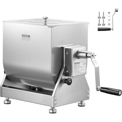 VEVOR Attrezzatura per la lavorazione del serbatoio di inclinazione 30L (miscelazione max 30 libbre, carne in acciaio inossidabile, macchina per salsicce con riduttore a leva del coperchio VEVOR Attrezzatura per la lavorazione del serbatoio di inclinazione 30L (miscelazione max 30 libbre, carne in acciaio inossidabile, macchina per salsicce con riduttore a leva del coperchio