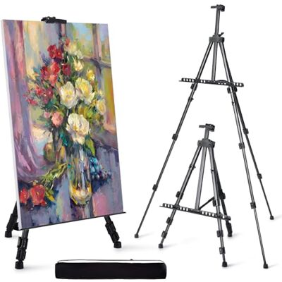 Artify Cavalletto, treppiede in Alluminio per dipingere e esporre con Una Borsa da Trasporto Ecologica e Pezzi di Ricambio (1-Pack, 66''B) Artify Cavalletto, treppiede in Alluminio per dipingere e esporre con Una Borsa da Trasporto Ecologica e Pezzi di Ricambio (1-Pack, 66''B)