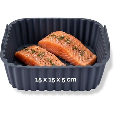 Fackelmann Stampo per Friggitrice ad Aria Quadrato in Silicone 15 cm, Teglia Contenitore Riutilizzabile Antiaderente, Fino a 230°C, Manici per Forno a Microonde, Friggitrice ad Aria e Lavastoviglie Fackelmann Stampo per Friggitrice ad Aria Quadrato in Silicone 15 cm, Teglia Contenitore Riutilizzabile Antiaderente, Fino a 230°C, Manici per Forno a Microonde, Friggitrice ad Aria e Lavastoviglie