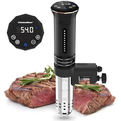 KitchenBoss Sous Vide Roner Cottura Bassa Temperatura: T, 1100W Termocircolatore a Immersione per Sottovuoto, IPX7 Impermeabile,20 Ricetta, Con Funzione di Prenotazione KitchenBoss Sous Vide Roner Cottura Bassa Temperatura: T, 1100W Termocircolatore a Immersione per Sottovuoto, IPX7 Impermeabile,20 Ricetta, Con Funzione di Prenotazione