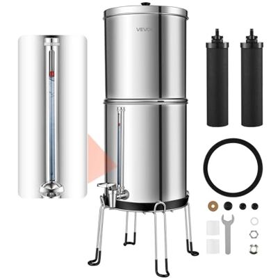 VEVOR Sistema di Filtraggio dell'Acqua a Gravità, Filtro a Gravità in Acciaio Inox da 8,52 Litri con 2 Filtri a Carbone Attivo con Rubinetto Supporto per Filtrazione, Visione Livello d'Acqua, Camper VEVOR Sistema di Filtraggio dell'Acqua a Gravità, Filtro a Gravità in Acciaio Inox da 8,52 Litri con 2 Filtri a Carbone Attivo con Rubinetto Supporto per Filtrazione, Visione Livello d'Acqua, Camper